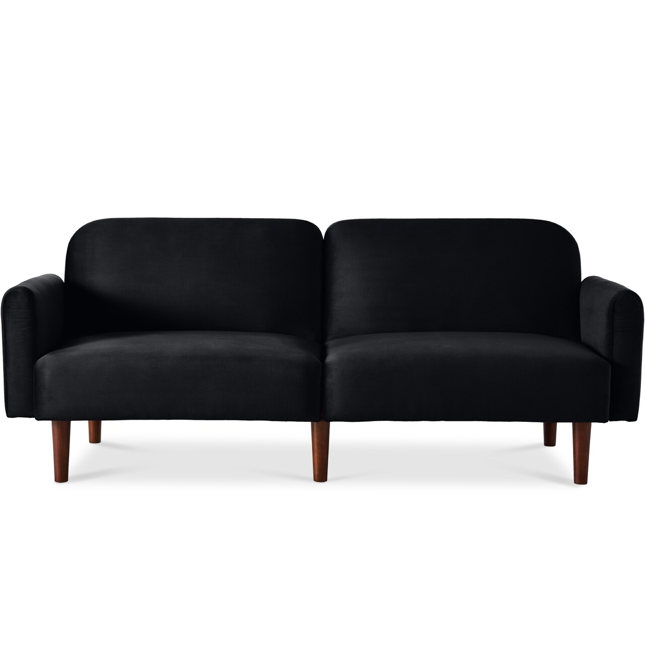 Best Choice Products Curved Convertible Futon, Velvet Fabric Split-Back Sleeper Bed